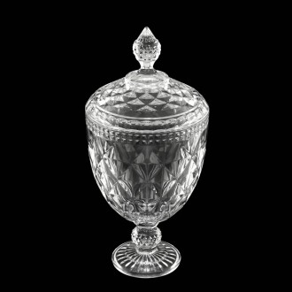 Potiche Baleiro Cristal C/pé Diamond 15x32cm Lyor